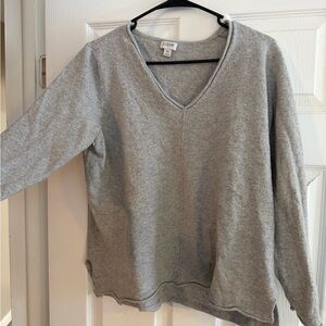 Gray V-Neck Sweater Cotton/ Wool Blend